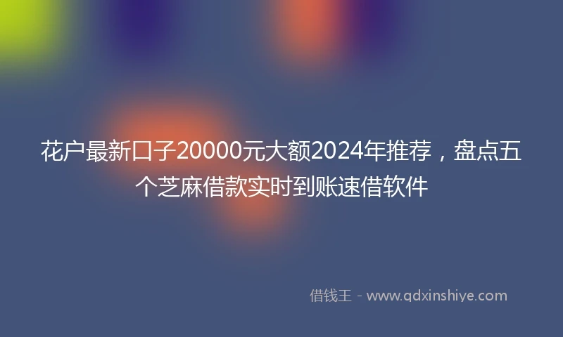 花户最新口子20000元大额2024年推荐，盘点五个芝麻借款实时到账速借软件