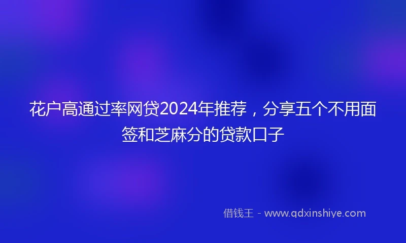 花户高通过率网贷2024年推荐，分享五个不用面签和芝麻分的贷款口子
