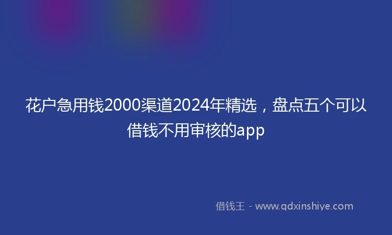 花户急用钱2000渠道2024年精选，盘点五个可以借钱不用审核的app