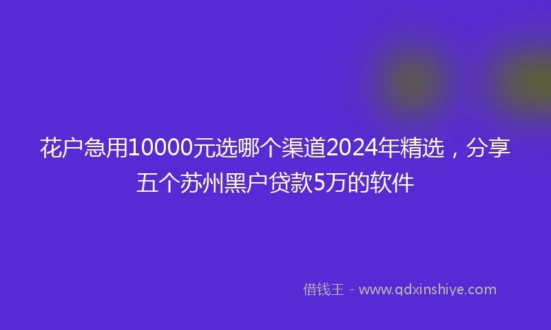 花户急用10000元选哪个渠道2024年精选，分享五个苏州黑户贷款5万的软件