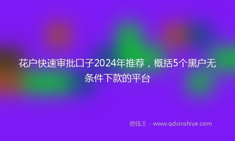 花户快速审批口子2024年推荐，概括5个黑户无条件下款的平台