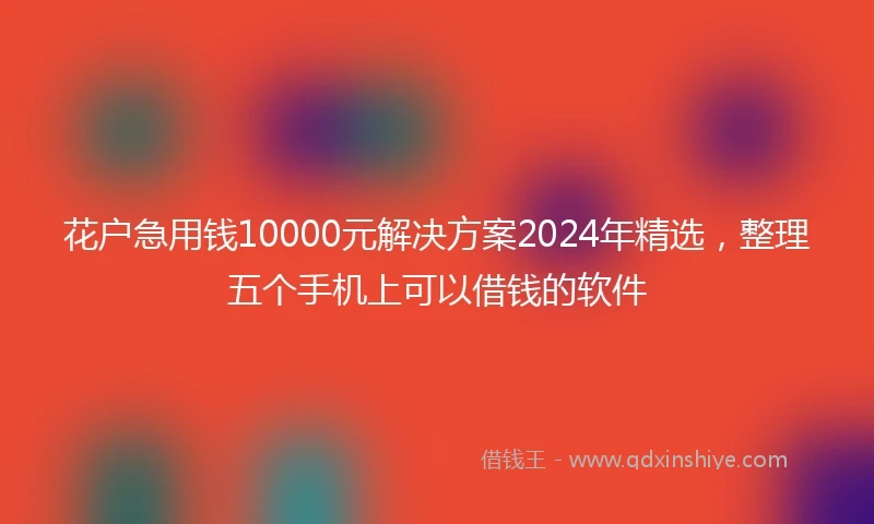 花户急用钱10000元解决方案2024年精选，整理五个手机上可以借钱的软件