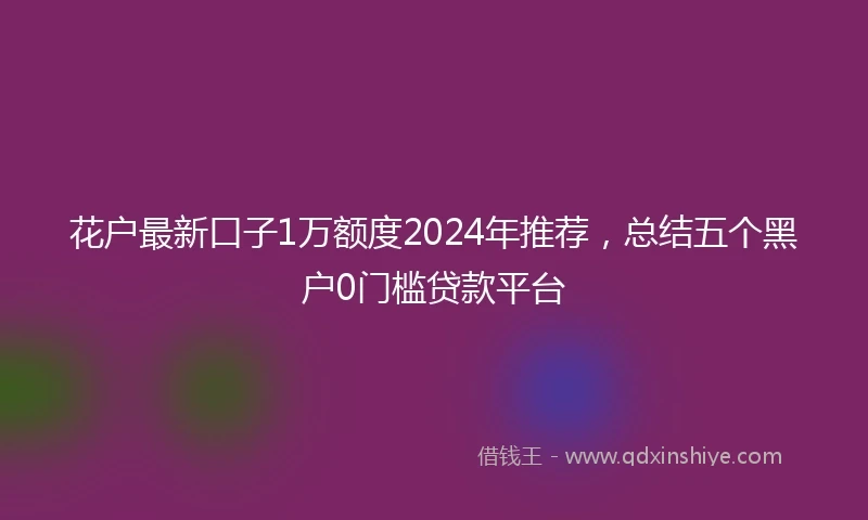花户最新口子1万额度2024年推荐，总结五个黑户0门槛贷款平台