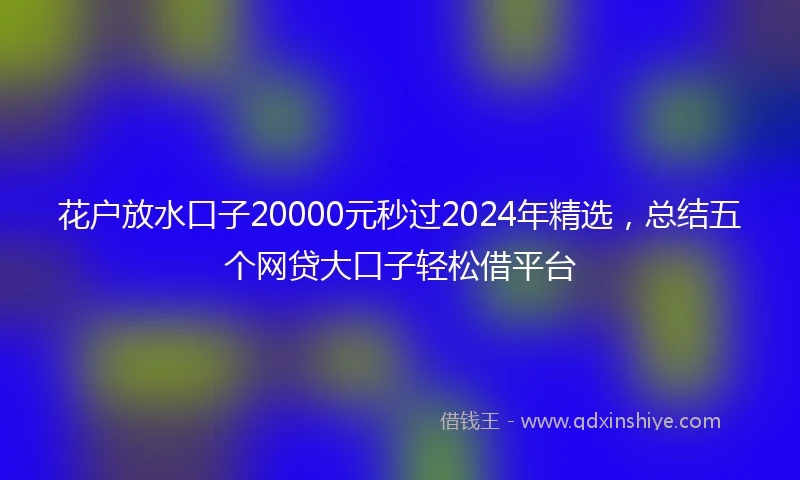 花户放水口子20000元秒过2024年精选，总结五个网贷大口子轻松借平台