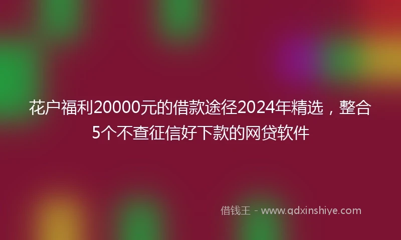 花户福利20000元的借款途径2024年精选，整合5个不查征信好下款的网贷软件