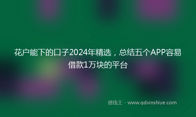 花户能下的口子2024年精选，总结五个APP容易借款1万块的平台