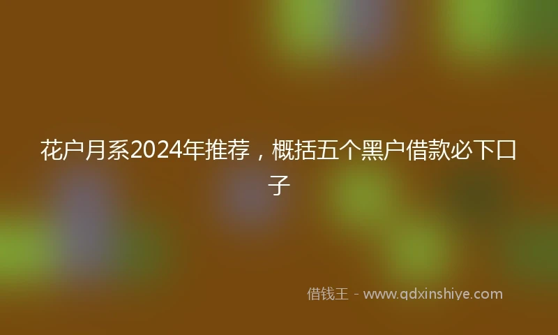 花户月系2024年推荐，概括五个黑户借款必下口子