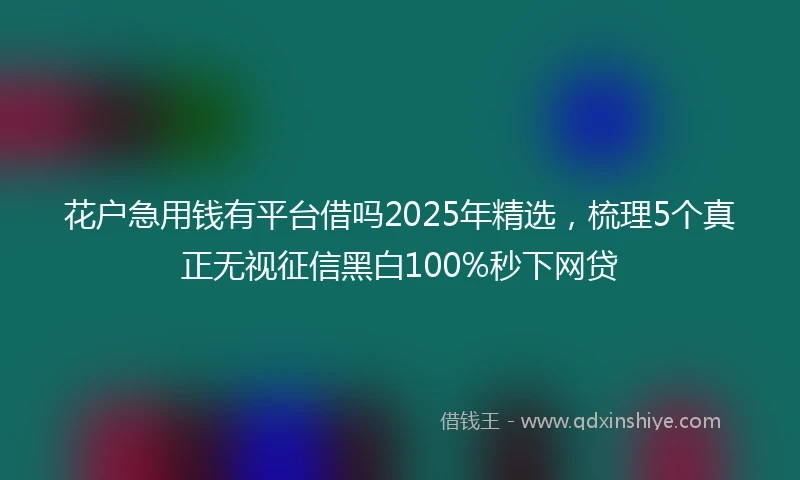 花户急用钱有平台借吗2025年精选，梳理5个真正无视征信黑白100%秒下网贷