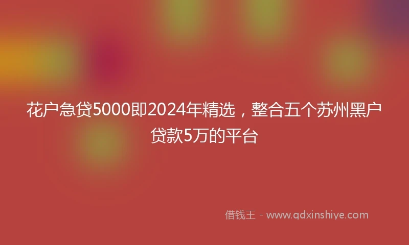 花户急贷5000即2024年精选，整合五个苏州黑户贷款5万的平台