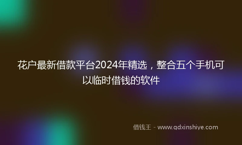 花户最新借款平台2024年精选，整合五个手机可以临时借钱的软件