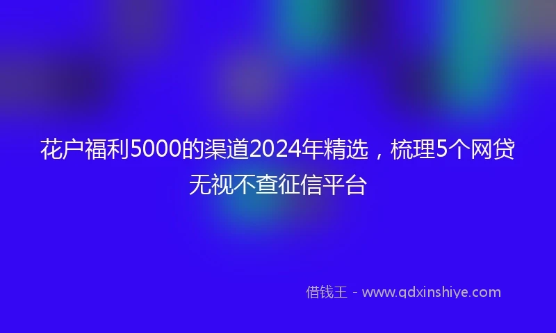 花户福利5000的渠道2024年精选，梳理5个网贷无视不查征信平台