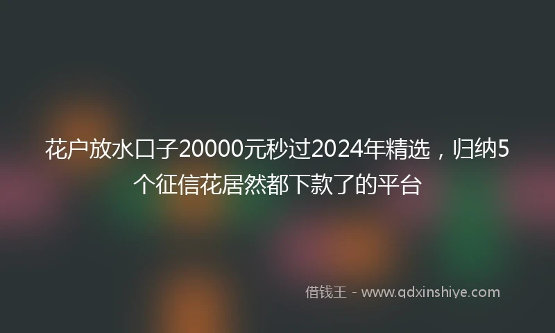 花户放水口子20000元秒过2024年精选，归纳5个征信花居然都下款了的平台