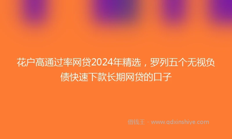 花户高通过率网贷2024年精选，罗列五个无视负债快速下款长期网贷的口子