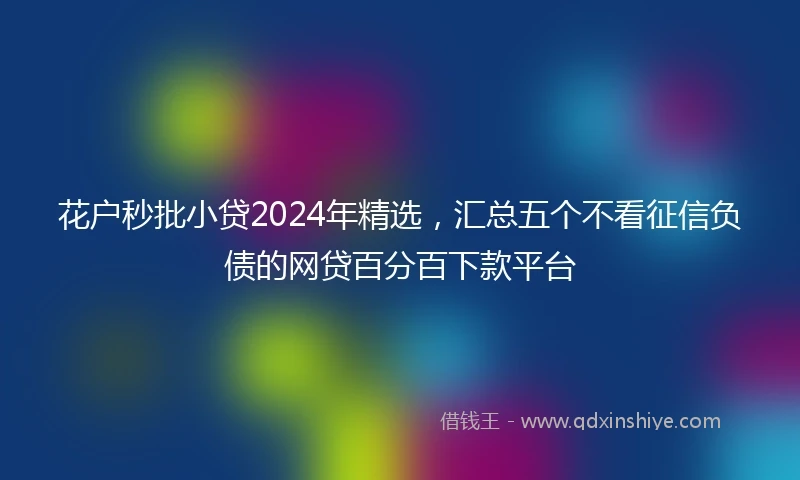 花户秒批小贷2024年精选，汇总五个不看征信负债的网贷百分百下款平台