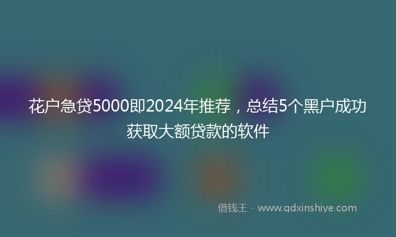 花户急贷5000即2024年推荐，总结5个黑户成功获取大额贷款的软件