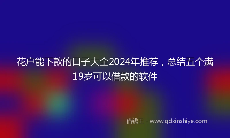 花户能下款的口子大全2024年推荐，总结五个满19岁可以借款的软件