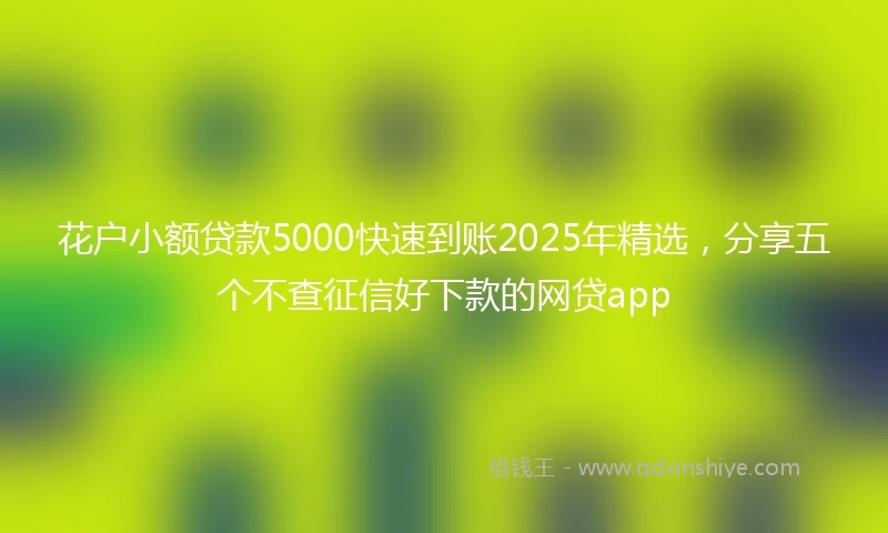 花户小额贷款5000快速到账2025年精选，分享五个不查征信好下款的网贷app