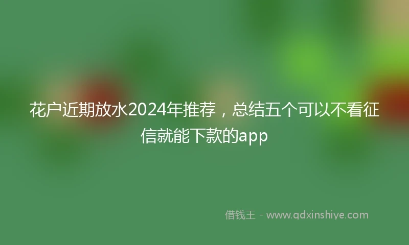 花户近期放水2024年推荐，总结五个可以不看征信就能下款的app