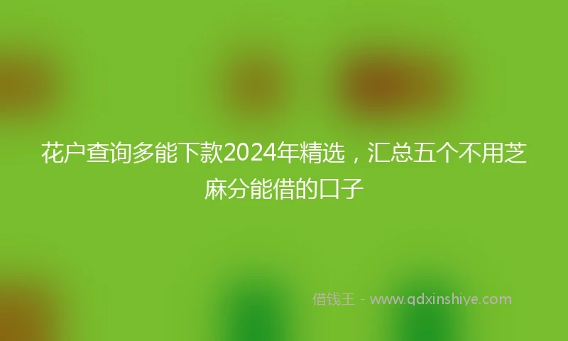 花户查询多能下款2024年精选，汇总五个不用芝麻分能借的口子