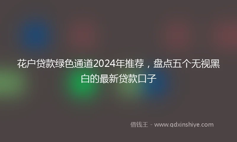花户贷款绿色通道2024年推荐，盘点五个无视黑白的最新贷款口子