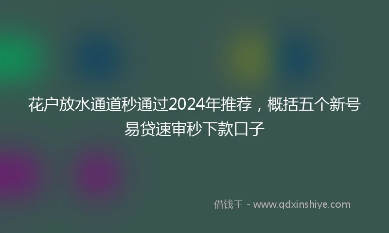 花户放水通道秒通过2024年推荐，概括五个新号易贷速审秒下款口子