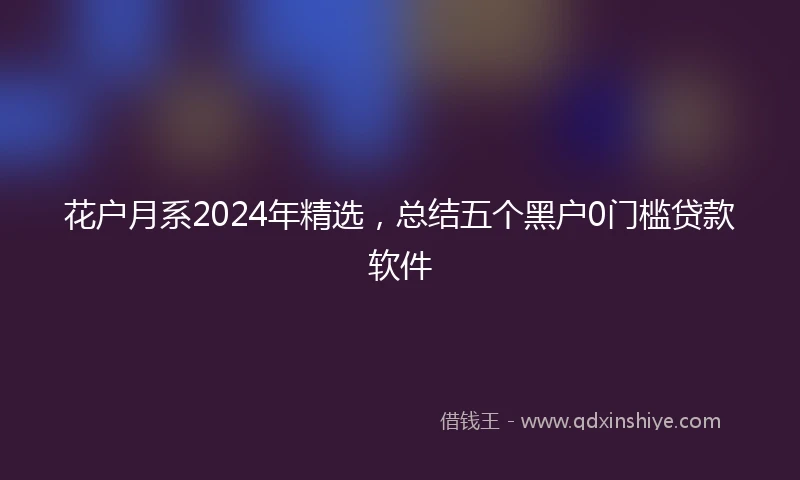 花户月系2024年精选，总结五个黑户0门槛贷款软件