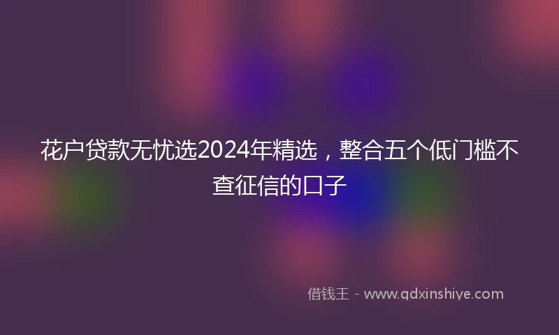 花户贷款无忧选2024年精选，整合五个低门槛不查征信的口子
