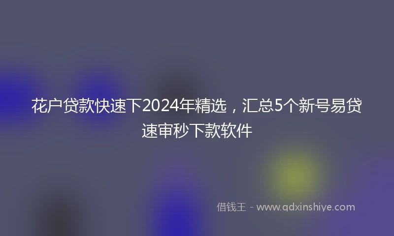 花户贷款快速下2024年精选，汇总5个新号易贷速审秒下款软件