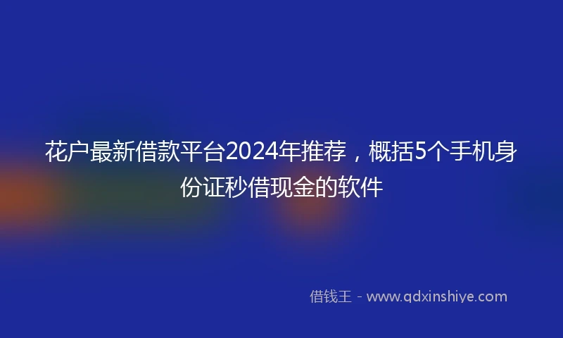 花户最新借款平台2024年推荐，概括5个手机身份证秒借现金的软件