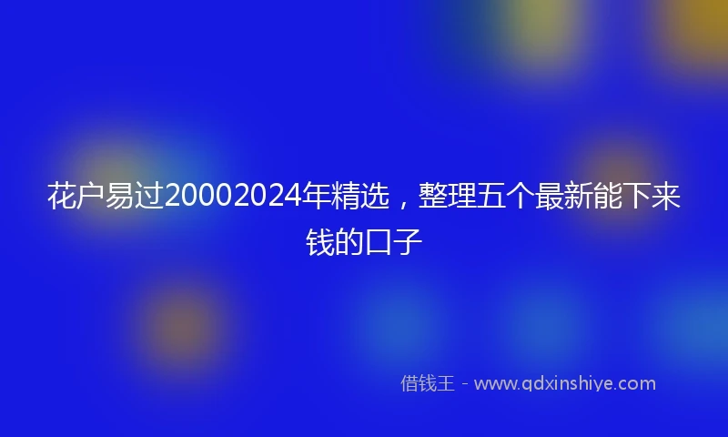 花户易过20002024年精选，整理五个最新能下来钱的口子