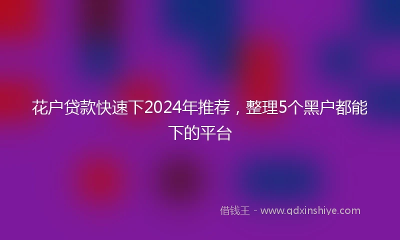 花户贷款快速下2024年推荐，整理5个黑户都能下的平台