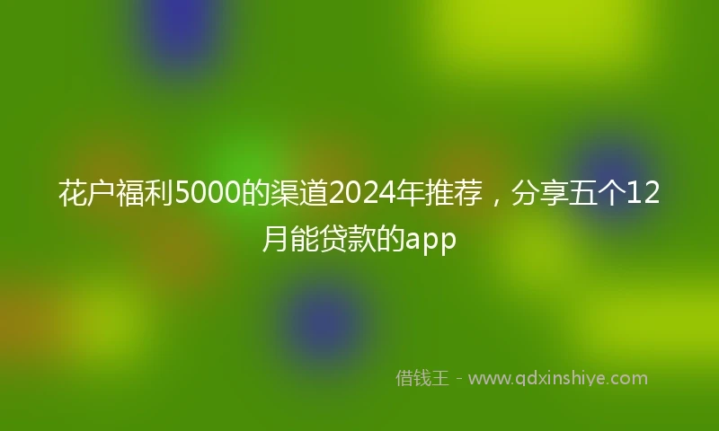花户福利5000的渠道2024年推荐，分享五个12月能贷款的app