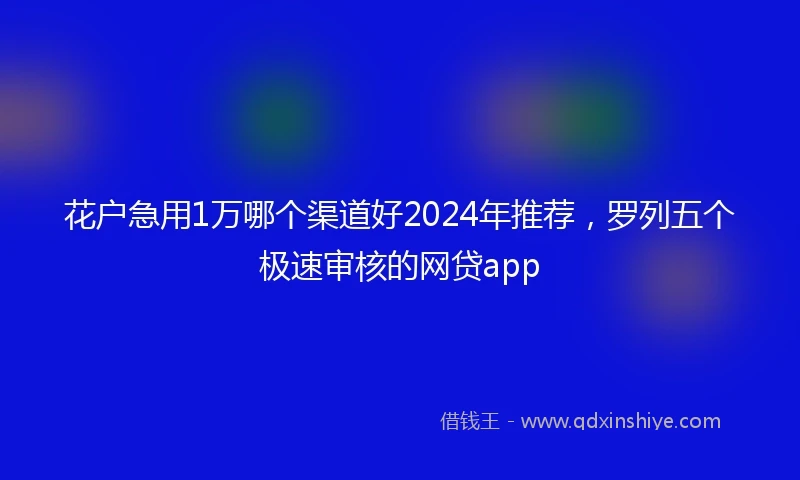 花户急用1万哪个渠道好2024年推荐，罗列五个极速审核的网贷app
