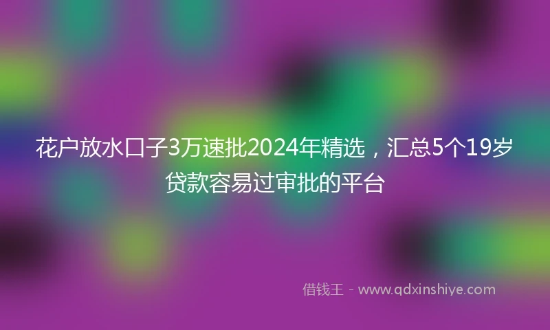 花户放水口子3万速批2024年精选，汇总5个19岁贷款容易过审批的平台