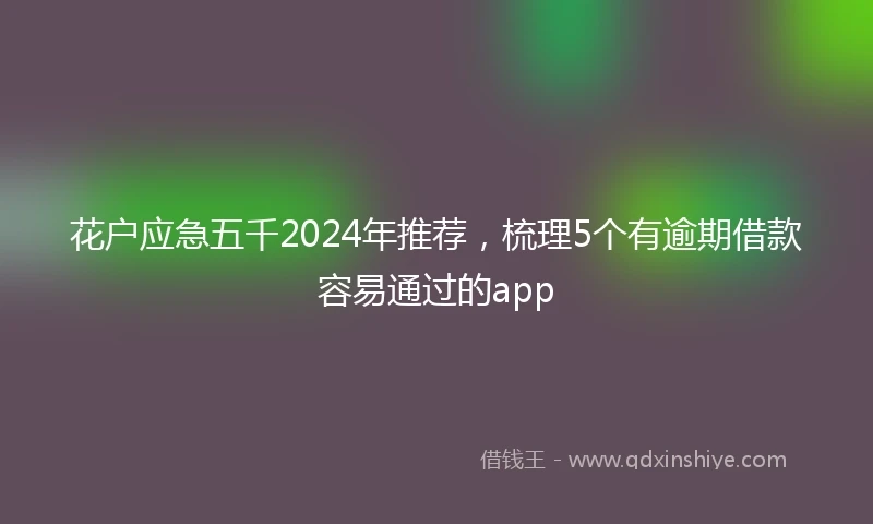 花户应急五千2024年推荐，梳理5个有逾期借款容易通过的app