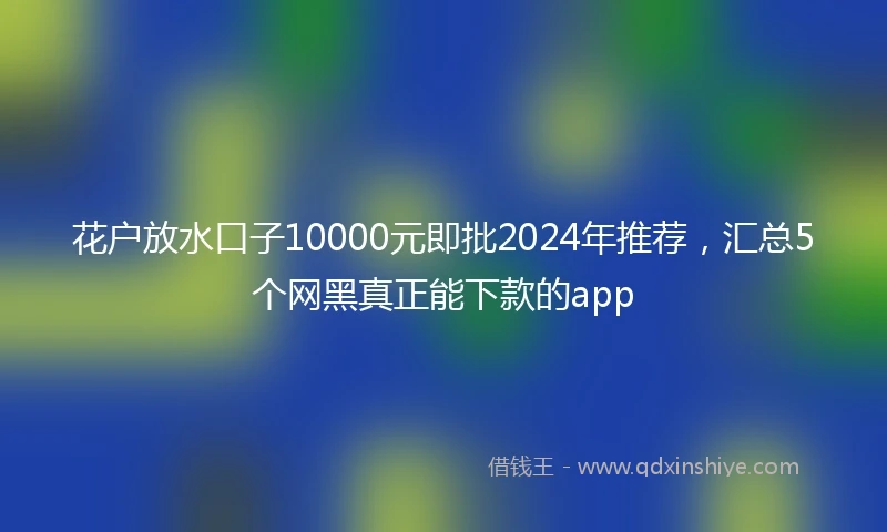 花户放水口子10000元即批2024年推荐，汇总5个网黑真正能下款的app