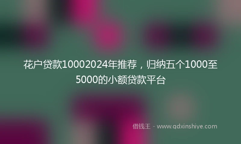 花户贷款10002024年推荐，归纳五个1000至5000的小额贷款平台
