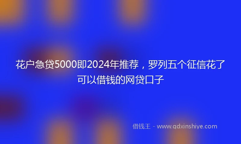 花户急贷5000即2024年推荐，罗列五个征信花了可以借钱的网贷口子
