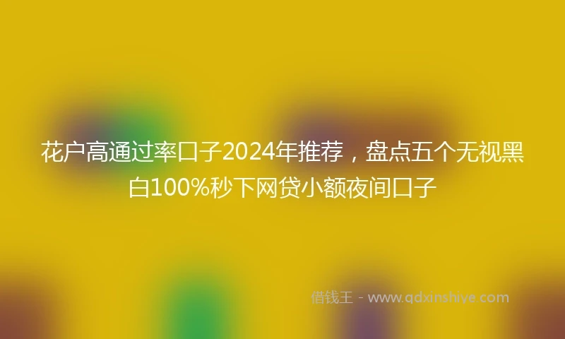 花户高通过率口子2024年推荐，盘点五个无视黑白100%秒下网贷小额夜间口子