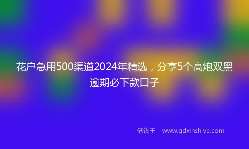 花户急用500渠道2024年精选，分享5个高炮双黑逾期必下款口子