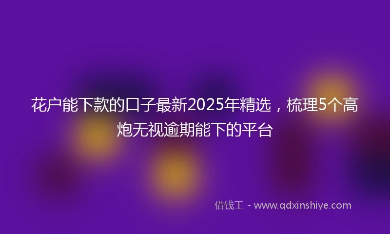 花户能下款的口子最新2025年精选，梳理5个高炮无视逾期能下的平台