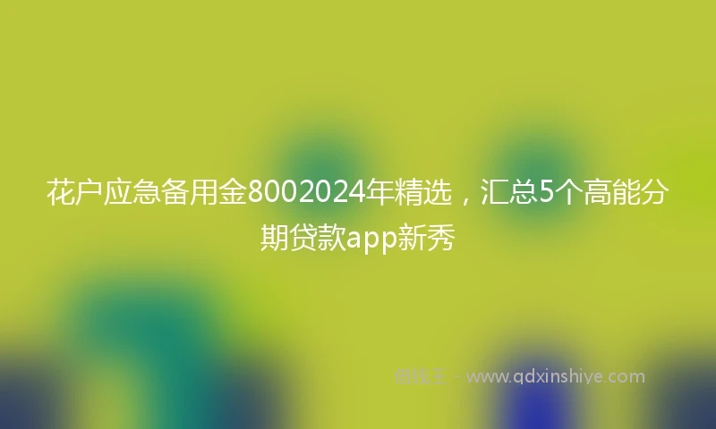 花户应急备用金8002024年精选，汇总5个高能分期贷款app新秀