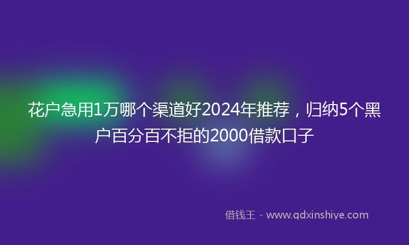 花户急用1万哪个渠道好2024年推荐，归纳5个黑户百分百不拒的2000借款口子