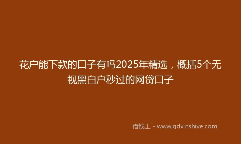 花户能下款的口子有吗2025年精选，概括5个无视黑白户秒过的网贷口子