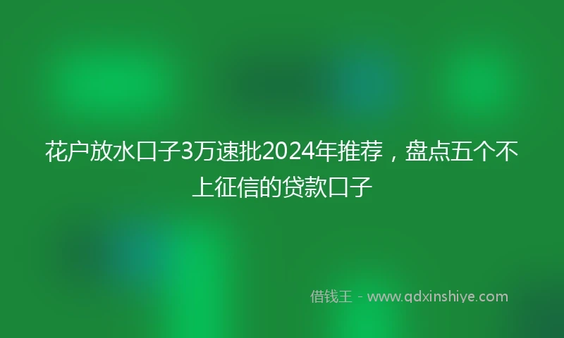 花户放水口子3万速批2024年推荐，盘点五个不上征信的贷款口子