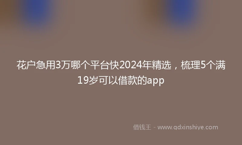 花户急用3万哪个平台快2024年精选，梳理5个满19岁可以借款的app