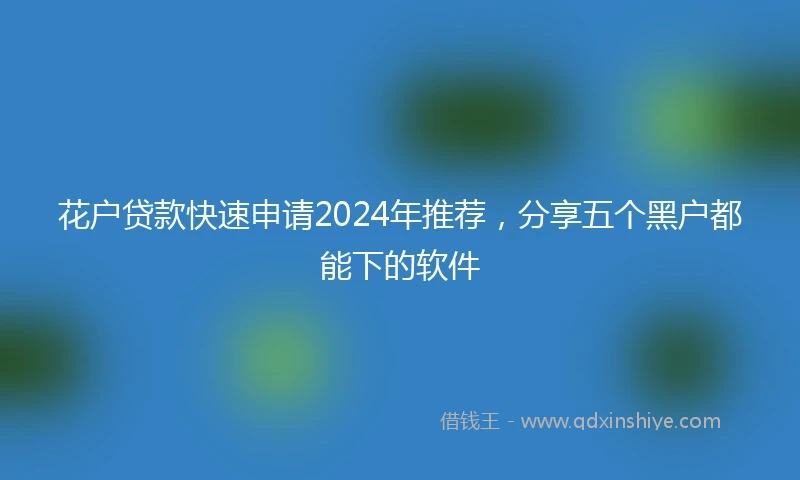 花户贷款快速申请2024年推荐，分享五个黑户都能下的软件