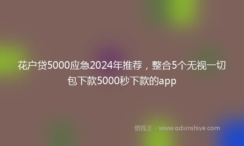 花户贷5000应急2024年推荐，整合5个无视一切包下款5000秒下款的app