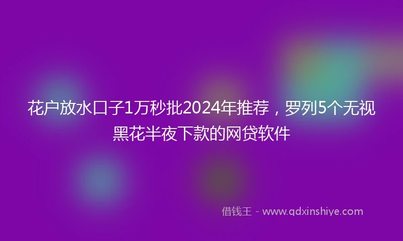 花户放水口子1万秒批2024年推荐，罗列5个无视黑花半夜下款的网贷软件