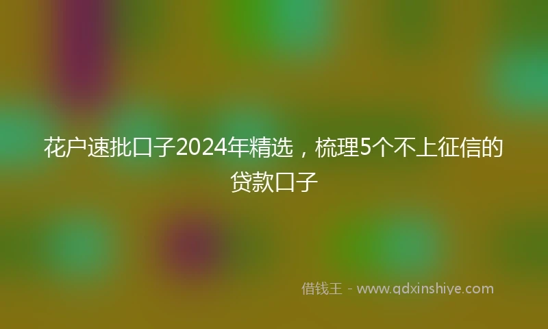 花户速批口子2024年精选，梳理5个不上征信的贷款口子